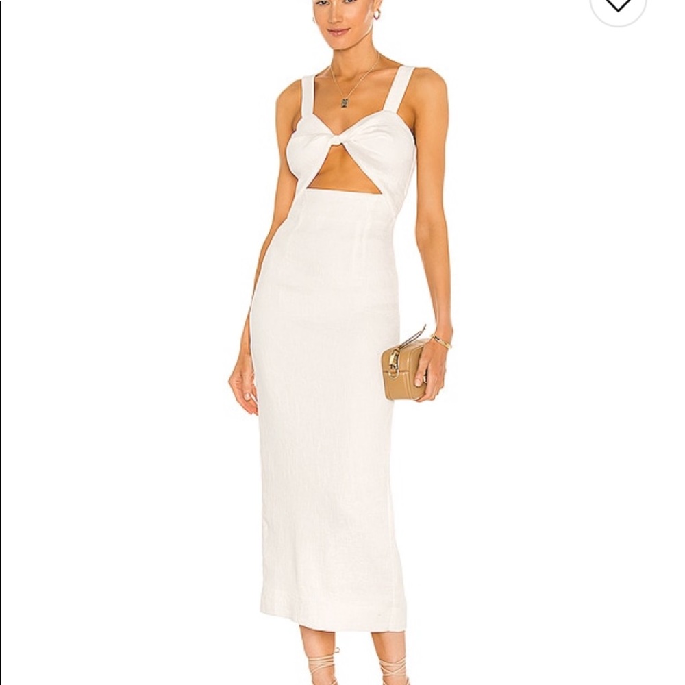 Shona Joy fitted cut out midi dress in ivory